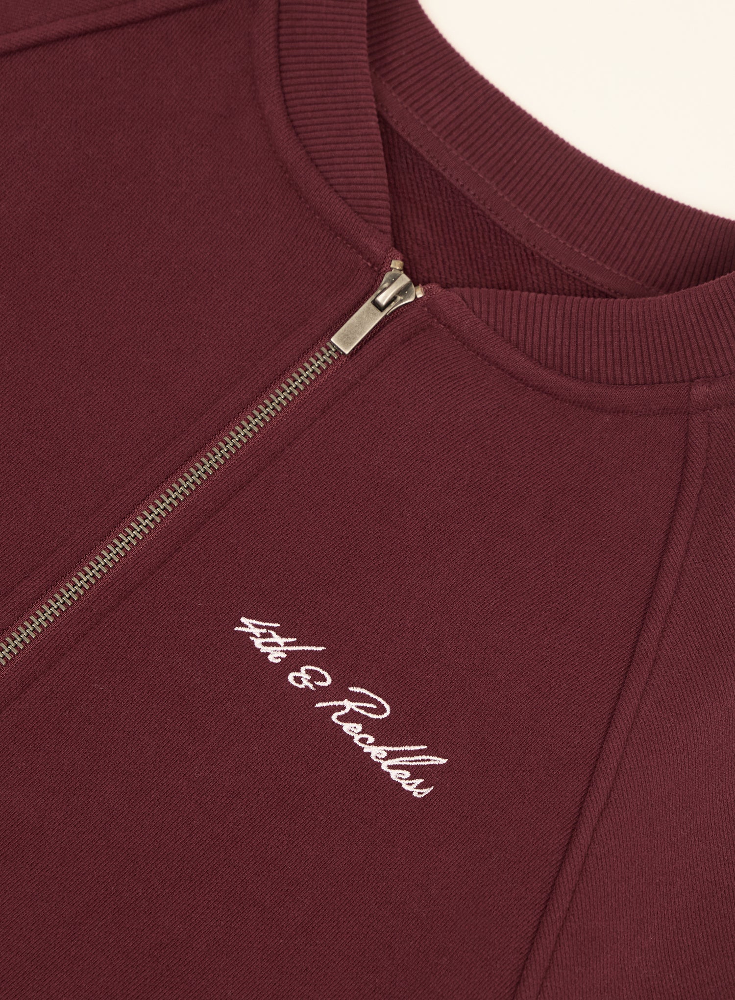 Burgundy Contrast Stripe Zip Bomber Jacket